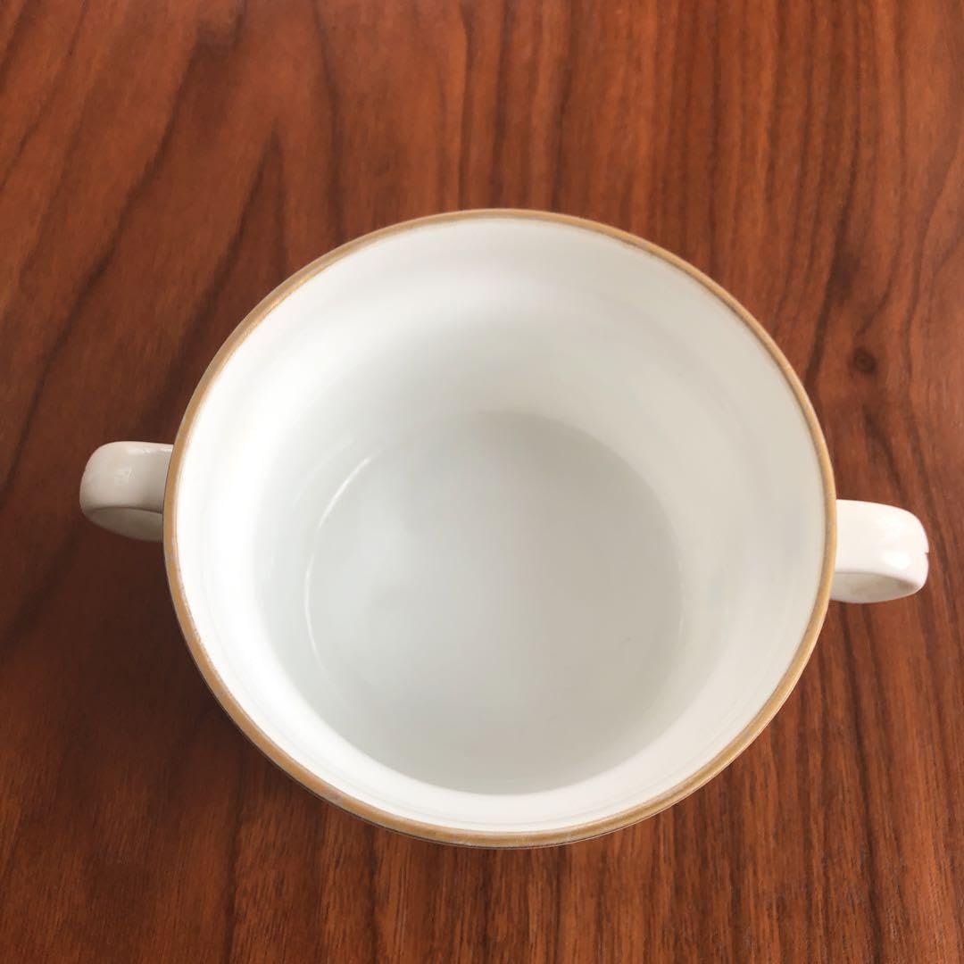 ジノリ、ホワイトスープカップ 装飾的ハンドル付き2客 ジノリ